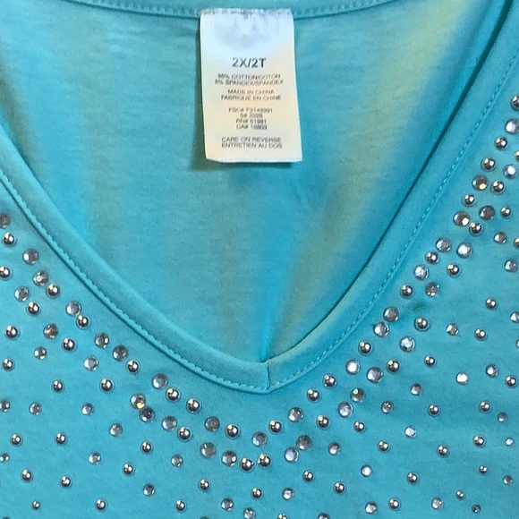 💜3/$30 Plus Size 2X mint green blingy tank top - Picture 5 of 6